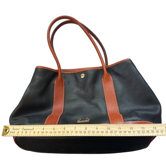 Dooney & Bourke Black & Brown Leather Pebbled Tote Bag With Double Handles - Picture 12 of 13